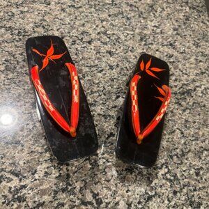 Japanese Geta Geisha Sandals Wooden Vintage 6.5